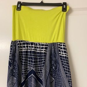 Neon green and blue maxi dress